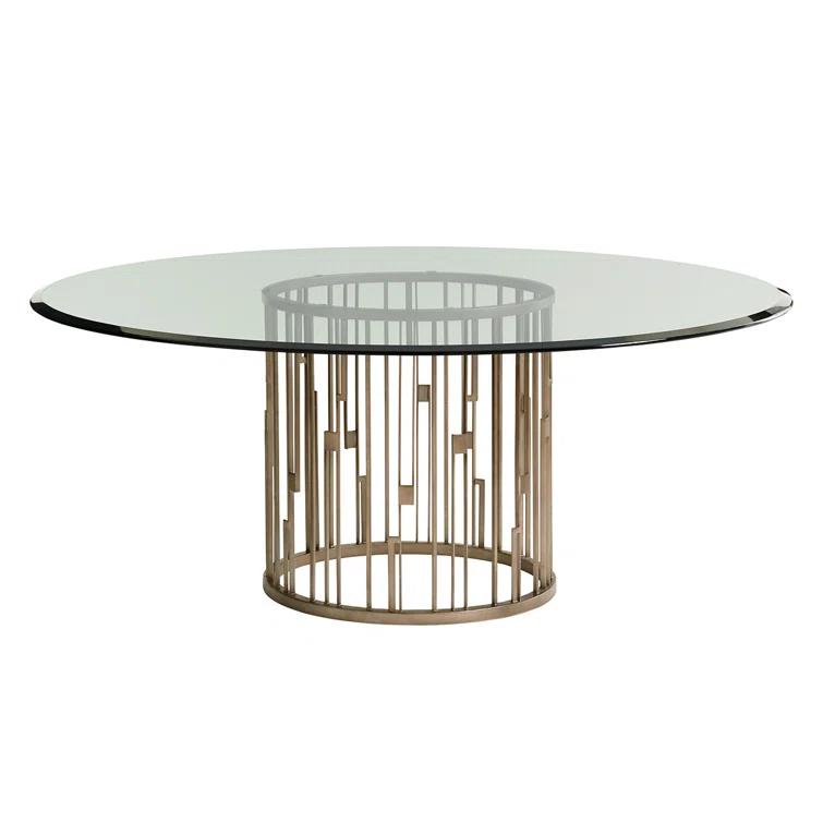Lexington Shadow Play Rendezvous Metal Dining Table with Glass Top
