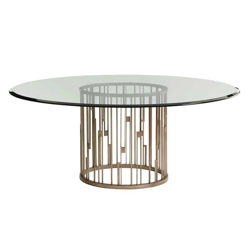 Lexington Shadow Play Rendezvous Metal Dining Table with Glass Top