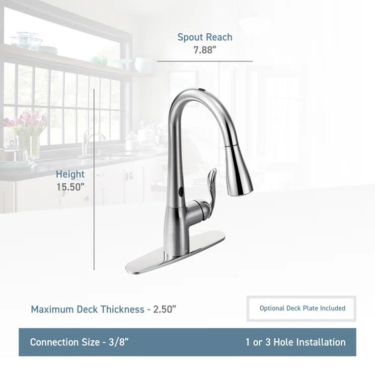 Moen Arbor One Handle Pulldown Kitchen Faucet Featuring Power Boost and Reflex