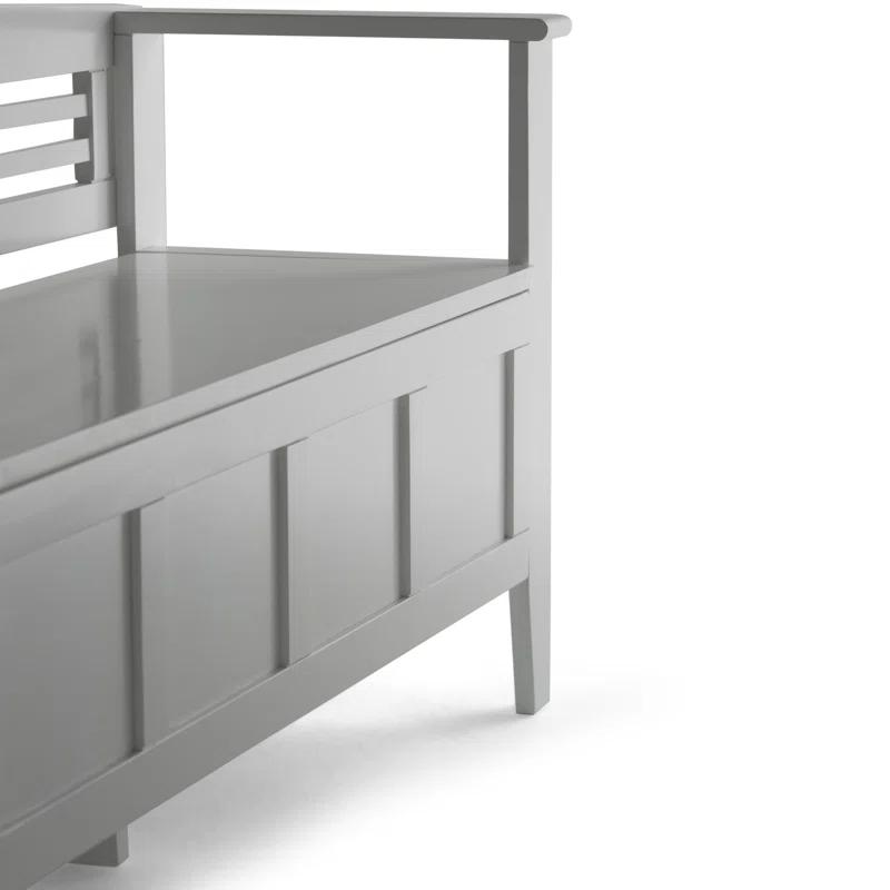 Simpli Home Adams 48"W Solid Wood Contemporary Entryway Storage Bench with Lift-Top Lid and Dual Compartments