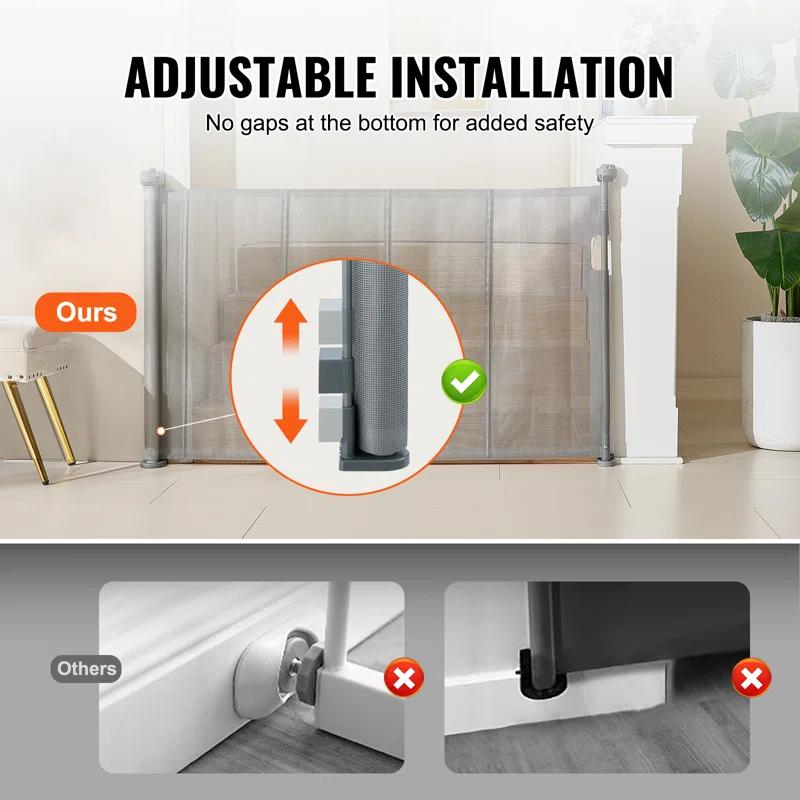 VEVOR VEVOR Retractable Gate Black Plastic Wall Mounted Pet Gate