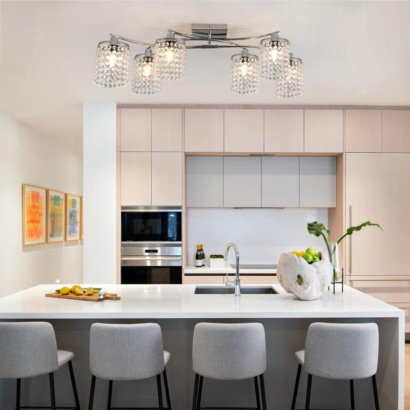 Mercer41 6 - Light 35.03" Dimmable Crystal Flush Mount