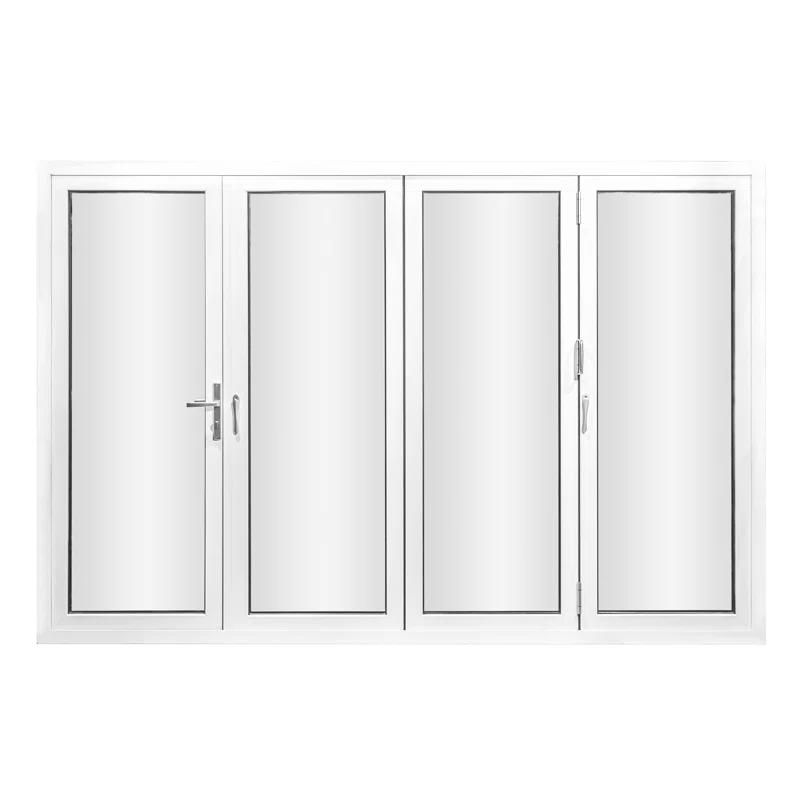 KaMic 120" inch 4 Panels Aluminum Folding Door In White, One Door Swing Out & Three Door Folded