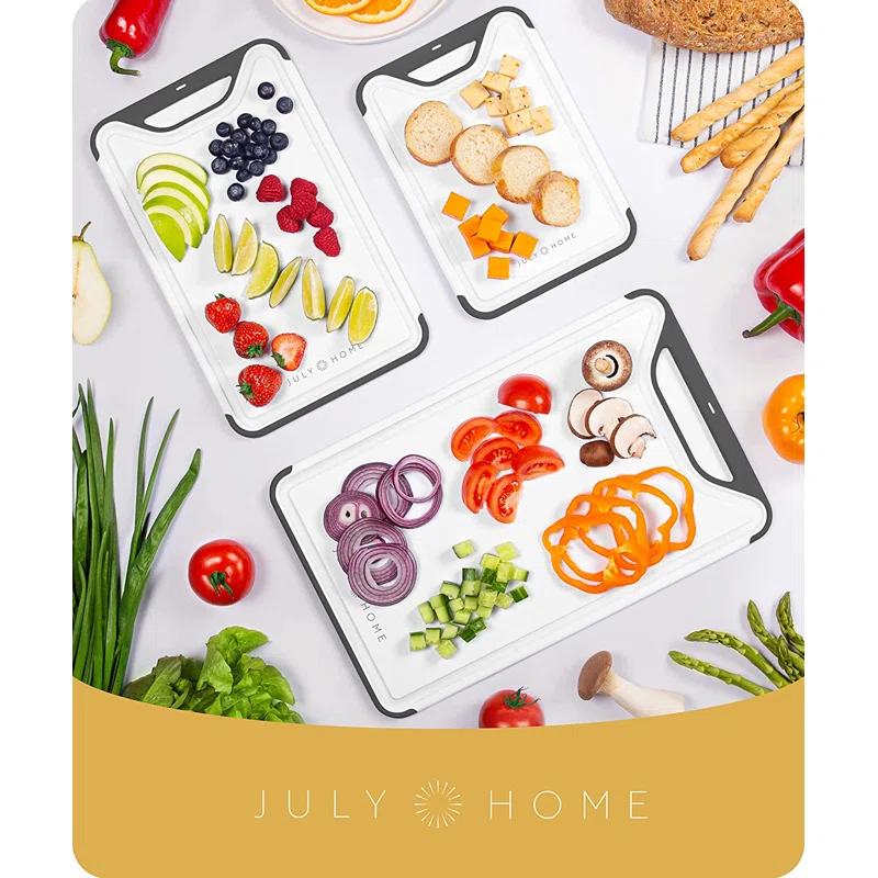 Cutting Boards For Kitchen - Plastic Cutting Board Set Of 3, Dishwasher Safe Cutting Boards With Juice Grooves, Thick Chopping Boards For Meat, Veggies, Fruits, Easy Grip Handle, Non-slip (black)