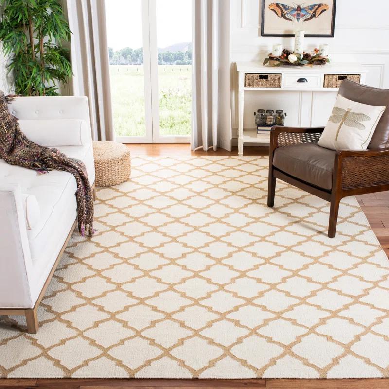 Winston Porter Milltown Hand Woven Flat Weave Wool Geometric Rug