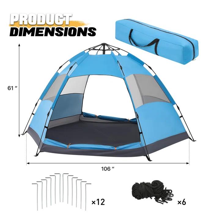 MoNiBloom Camping Tent 4 Person Dome Tent, Family Tent Backpacking Portable Tent for Beach Backpacking Hiking