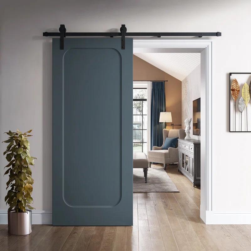 Calhome Curved 1 Panel Shaker Painted Composite Modern Interior Sliding Barn Door with Hardware Kit