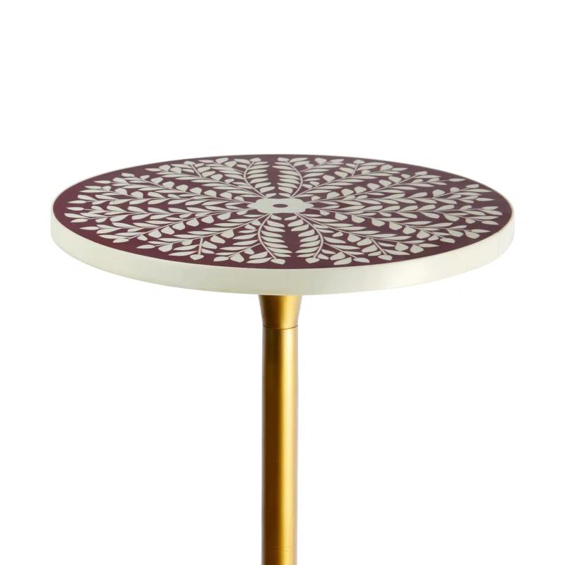 Mercer41 Fredu 25" Modern Bohemian Metal/Resin Inlay Top End Table