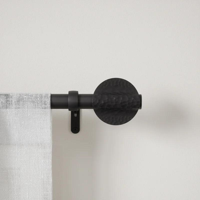 Matte Black Adjustable Steel Curtain Rod with Forged Finials