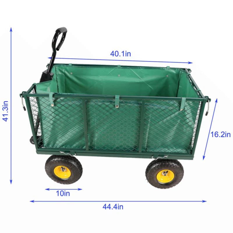 GZMWON Flower Cart Garden Flower Cart Is Easier To Transport Firewood Green+Cloth Bag