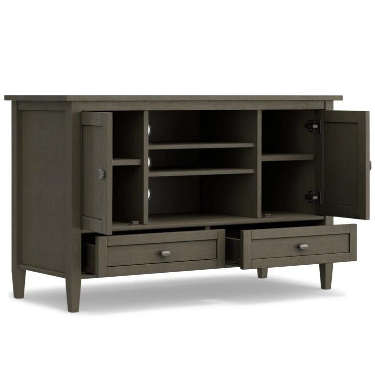 Simpli Home Warm Shaker 47"W Solid Wood TV Stand for TVs up to 55" with 2 Storage Cabinets and 2 Drawers