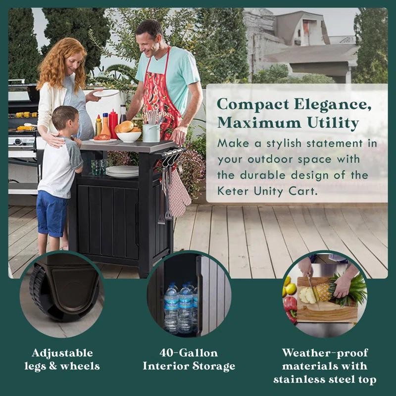 Keter Keter Brightwood 120 Gallon Large Durable Outdoor Storage and Weather Resistant Resin Deck Box
