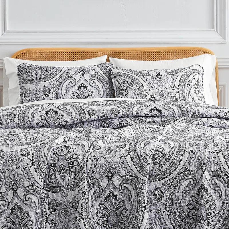 SouthShore Fine Linens Pure Melody Oversized Light-weight Paisley Quilt Set with matching shams