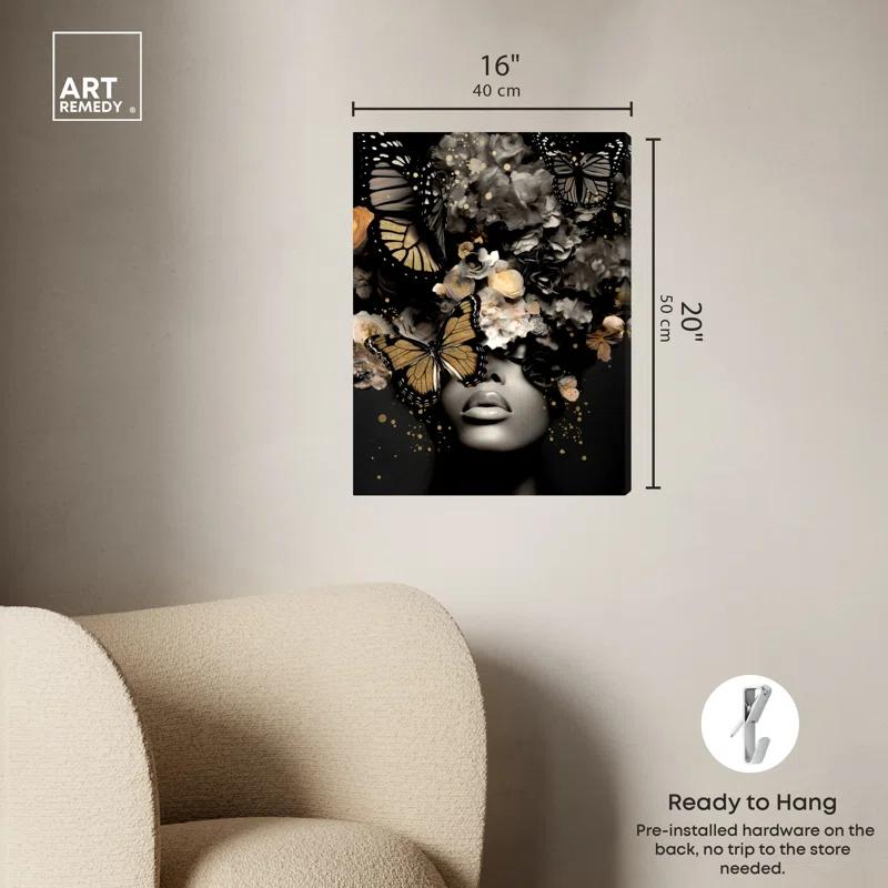 Art Remedy Butterfly Golden Goddess Gold Fashion Glam Wall Art by Art Remedy