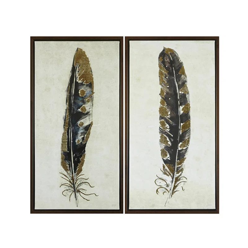 HLILish Gold Foil 2-Piece Canvas Wall Art Set