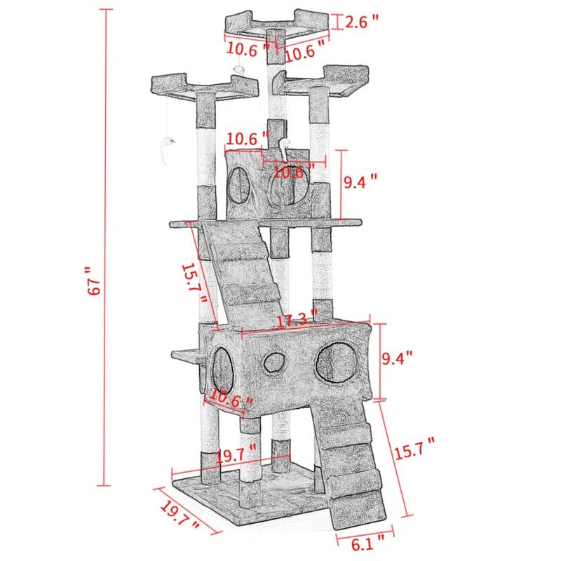 Tucker Murphy Pet™ Multi-Level Cat Tree Tower, Kitten Condo House With Scratching Posts