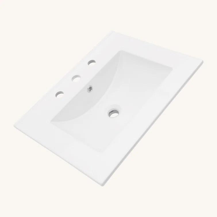 Tech Cube 24"X18" White Rectangular Single Vanity Top With Overflow(Sink Only) TCYX05466A