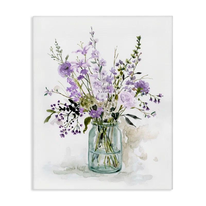 Stupell Industries Mixed Purple Botanicals Traditional Flower Arrangement Painting by Carol Robinson - Graphic Art on Canvas