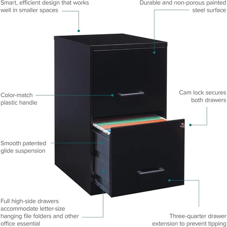 Lorell Soho 14.3'' Wide 2 -Drawer Steel File Cabinet