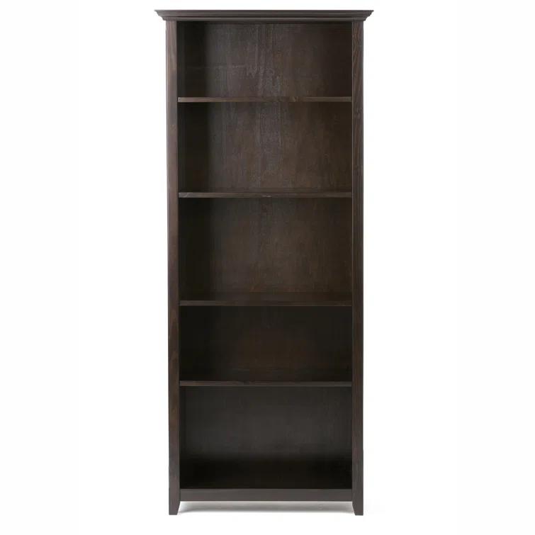 Simpli Home Amherst 30"W Solid Wood 5 Shelf Bookcase with Adjustable Shelves