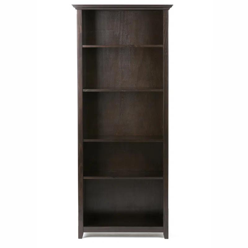 Simpli Home Amherst 30"W Solid Wood 5 Shelf Bookcase with Adjustable Shelves