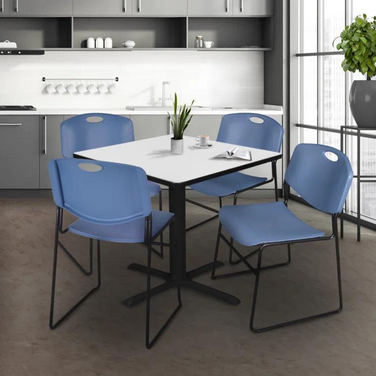 Regency Regency Cain Square X-Base Breakroom Table & 4 Zeng Stack Chairs