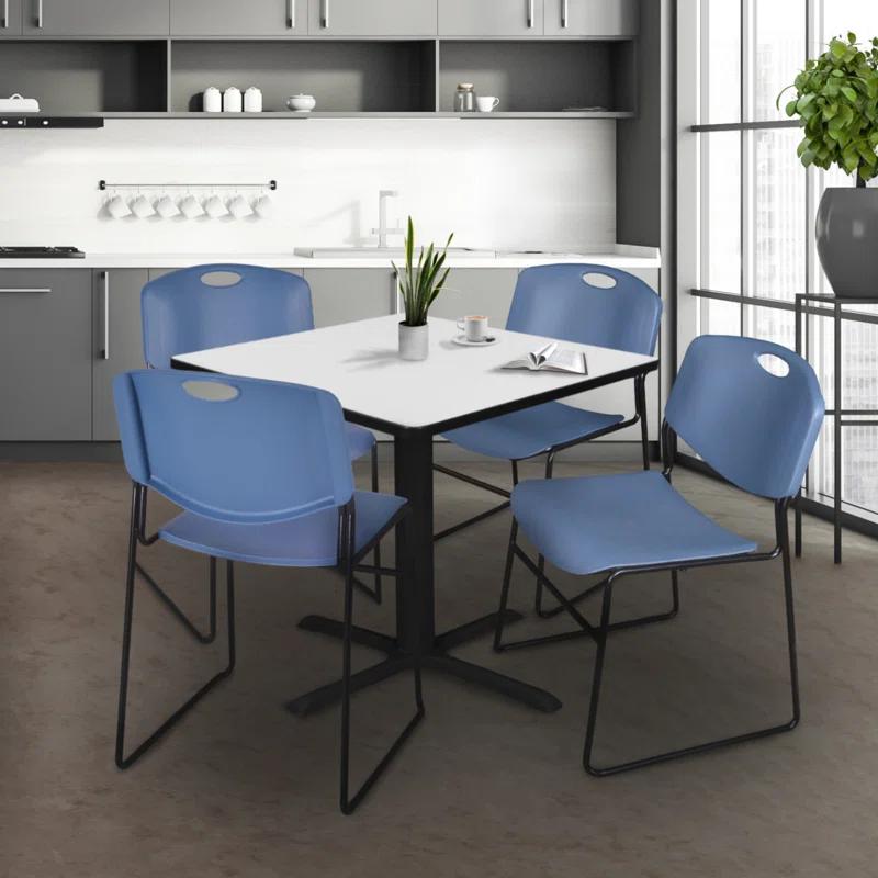 Regency Regency Cain Square X-Base Breakroom Table & 4 Zeng Stack Chairs
