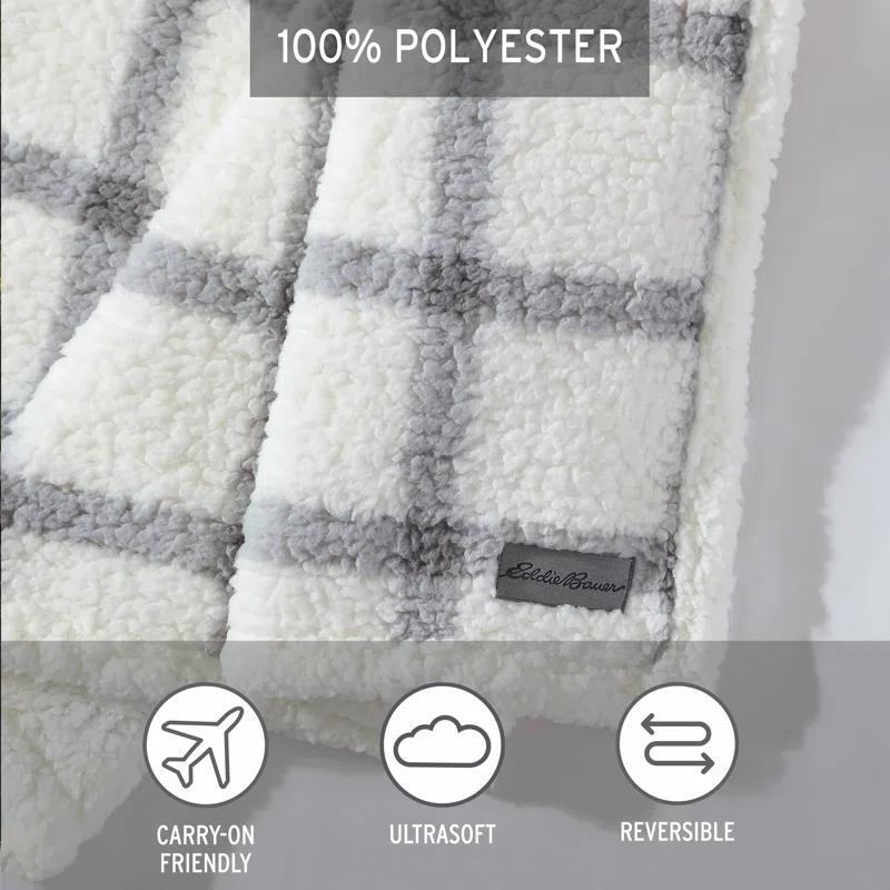 Eddie Bauer Printed Sherpa Reversible Throw Blankets