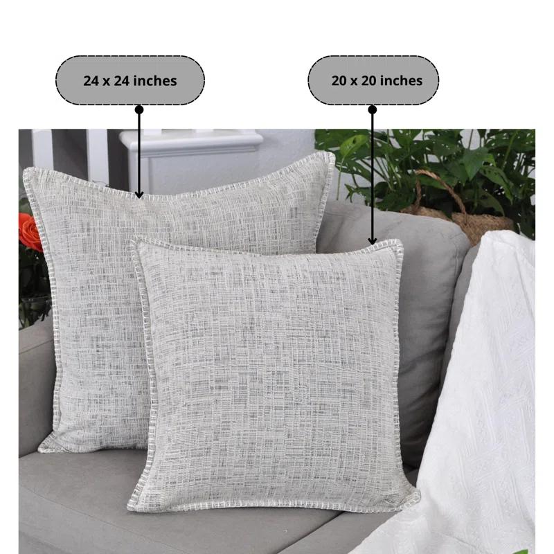 Oveesha Tassel Soft Chenille Throw Pillow Covers With Stitched Edge (Set of 2)