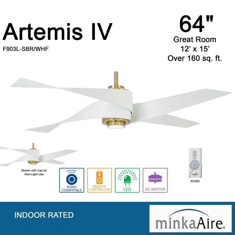 Minka Aire 60" 4 - Blade LED Standard Ceiling Fan with Remote Control and Light Kit Included