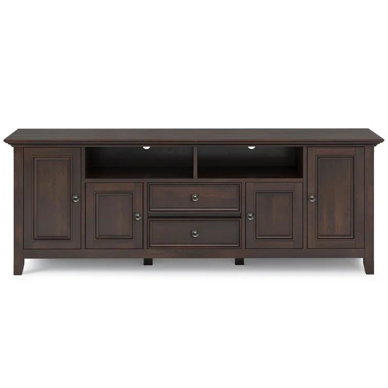 Simpli Home Amherst 72"W Solid Wood TV Stand for TVs up to 80" with Adjustable Shelves