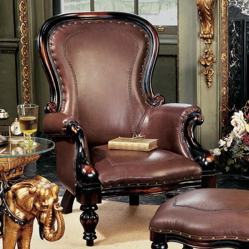 Design Toscano Victorian Faux Leather Armchair