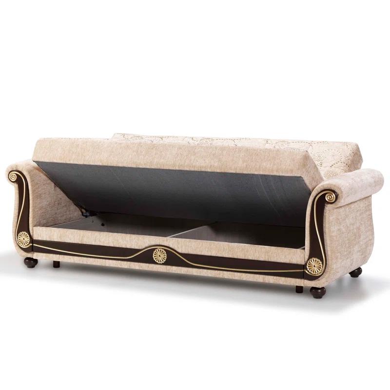 Rosdorf Park Mishonda Americano 95 in. Fabric Upholstered 3-Seater Twin 3-in-1 Sleeper Sofa Bed with Storage