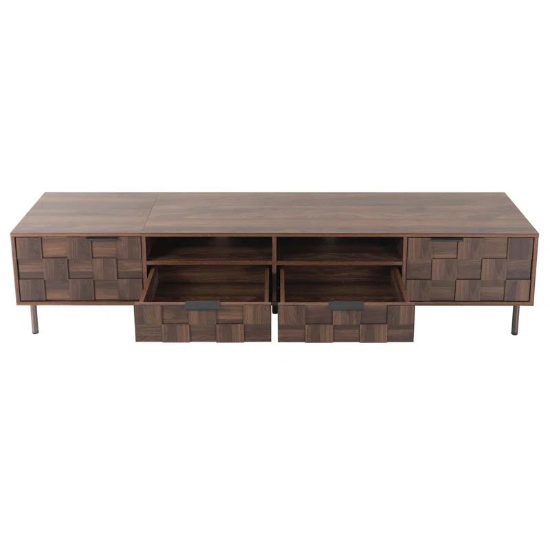 George Oliver Mid Century TV Stand with 2 Drawers, Media Console Table for TVs up to 85'', Entertainment Center with Storage for Living room, Bedroom, Home Theatre