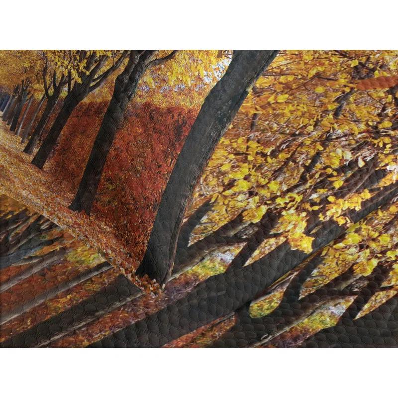 Ambesonne Ambesonne Autumn Bedspread Set Pathway in the Woods Orange Brown