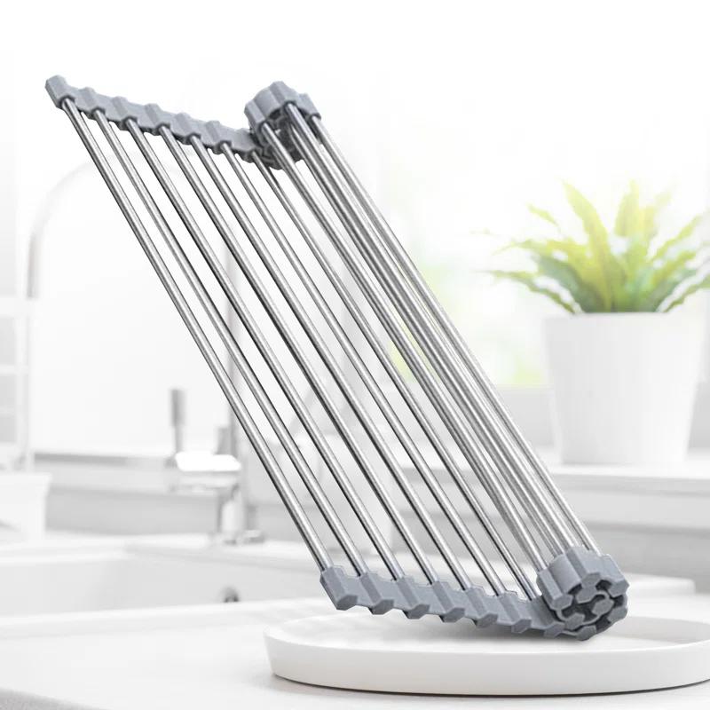 Cheer Collection Adjustable Stainless Steel Over The Sink Dish Rack