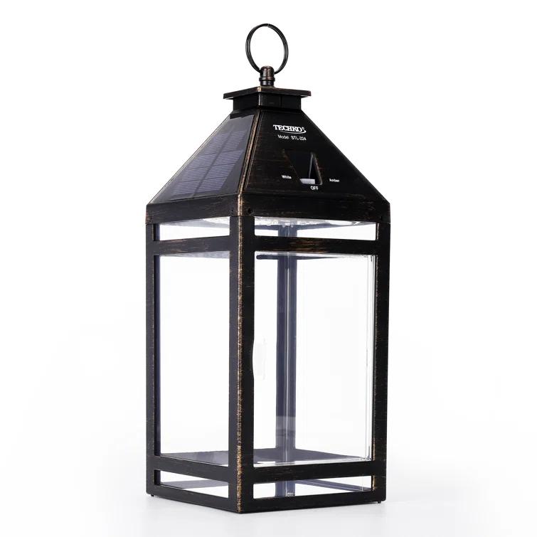 Techko 12.88 Outdoor Vintage Solar LED Lantern with Auto Dawn-to-Dusk Sensor