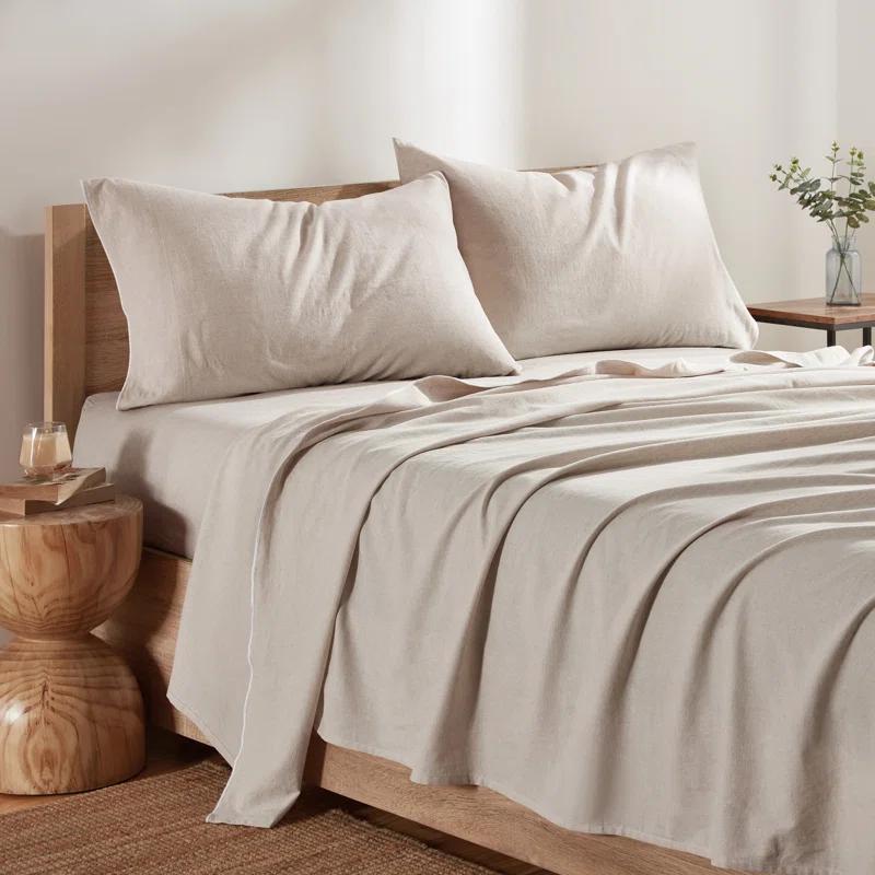 DKNY Pure Washed Linen Cotton Blend 4 Piece Sheet Set