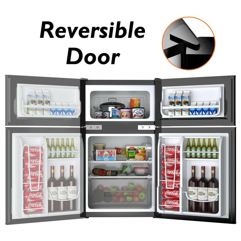 Costway Costway 3.2 Cubic Feet Portable Freestanding Mini Fridge with Freezer