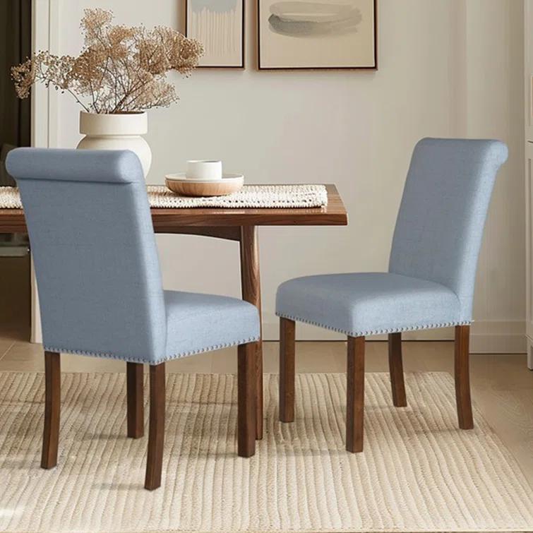 510 Design Aubrey Upholstered Dining Chairs with Silver Nailhead Trim - Set of 2 - Natural (Set of 2)