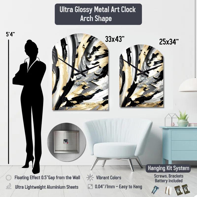 Design Art Modern Green Art Deco IV - Arch Shape Abstract Transitional 3D Wall Clock