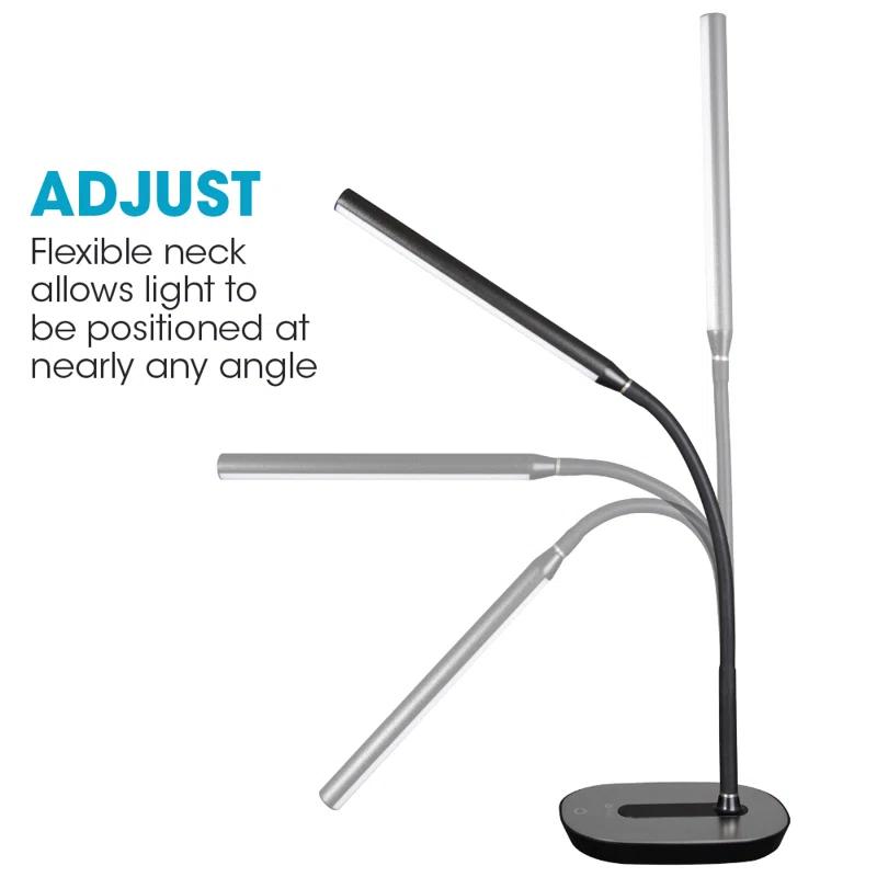 OttLite OttLite Strive LED Desk Lamp with USB, Flexible Neck, 3 Brightness Settings with Touch Controls