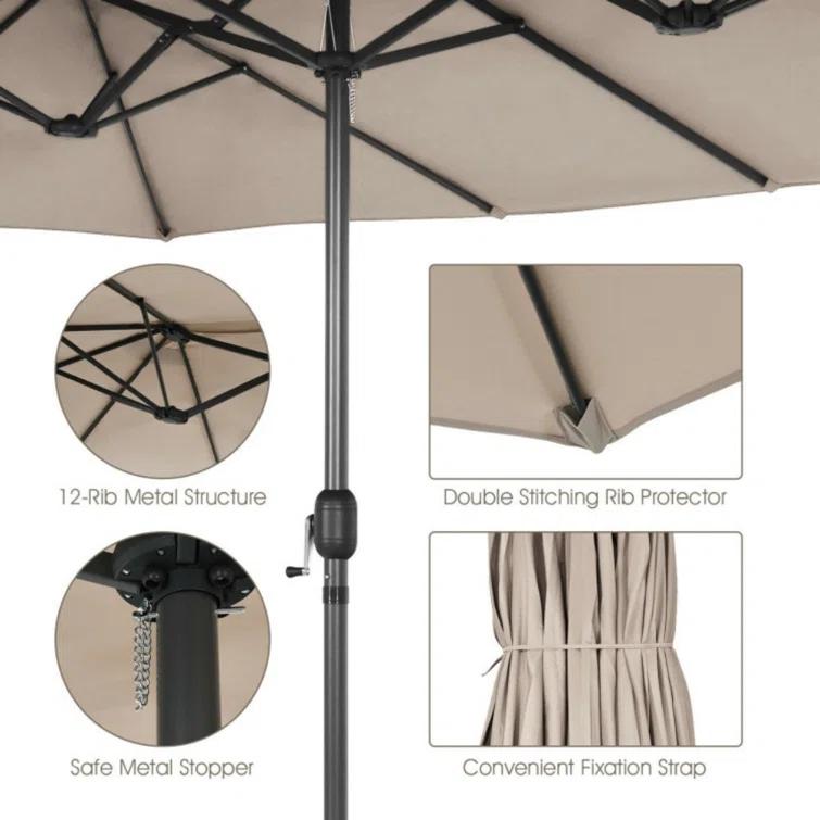 Latitude Run® 15 Feet Patio Double-Sided Umbrella With Hand-Crank System