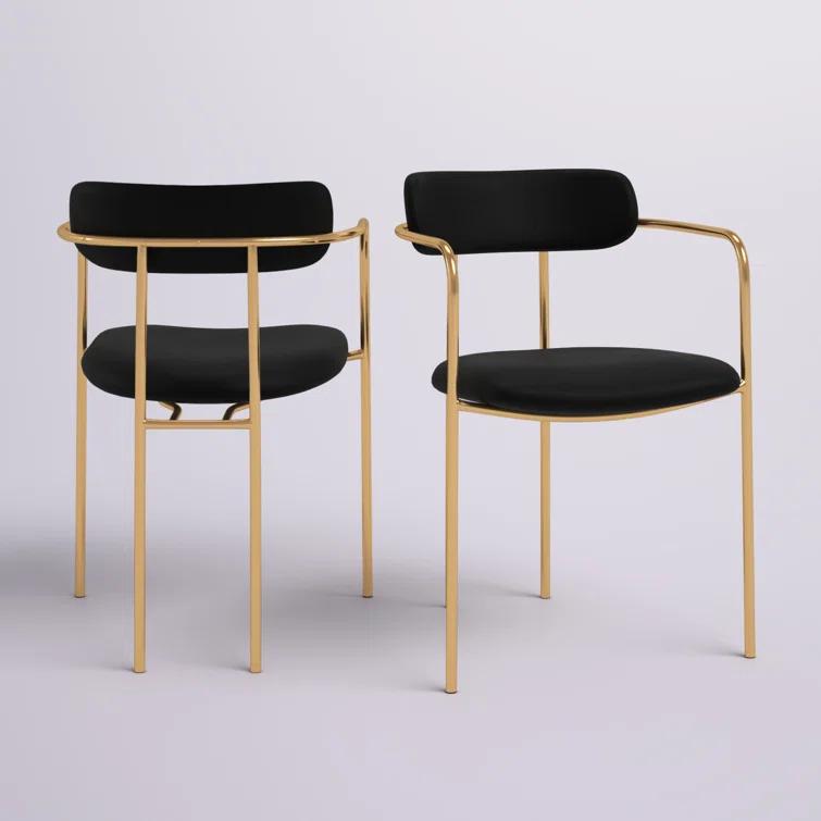 Etta Avenue™ Bellatrix 18'' H Velvet Upholstered Metal Armchair (Set of 2)