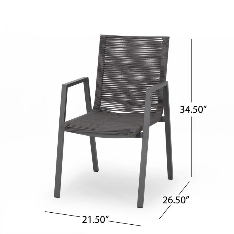 George Oliver Outdoor Modern Aluminum Dining Chair With Rope Seat (Set Of 2)