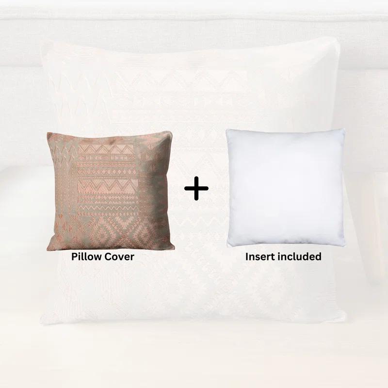 Peppermint Home Arya Embroidery Throw Pillow | Cover and Insert | 20x20 | Amber/Orange