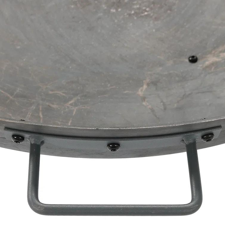 SunnyDaze Decor Union Round Wood-Burning Steel Finish Cast Iron Outdoor Raised Fire Pit Bowl