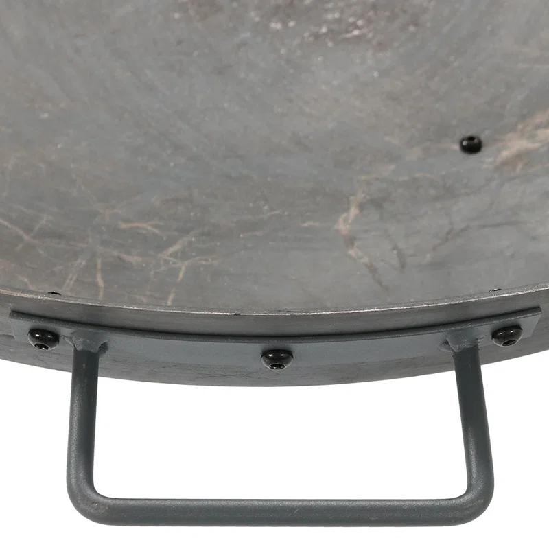 SunnyDaze Decor Union Round Wood-Burning Steel Finish Cast Iron Outdoor Raised Fire Pit Bowl