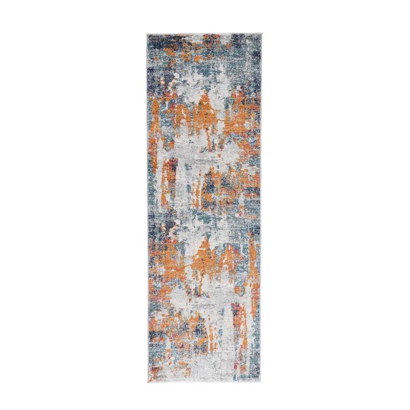 Chelsea Abstract Transitional Durable Performance Orange/Blue Area Rug