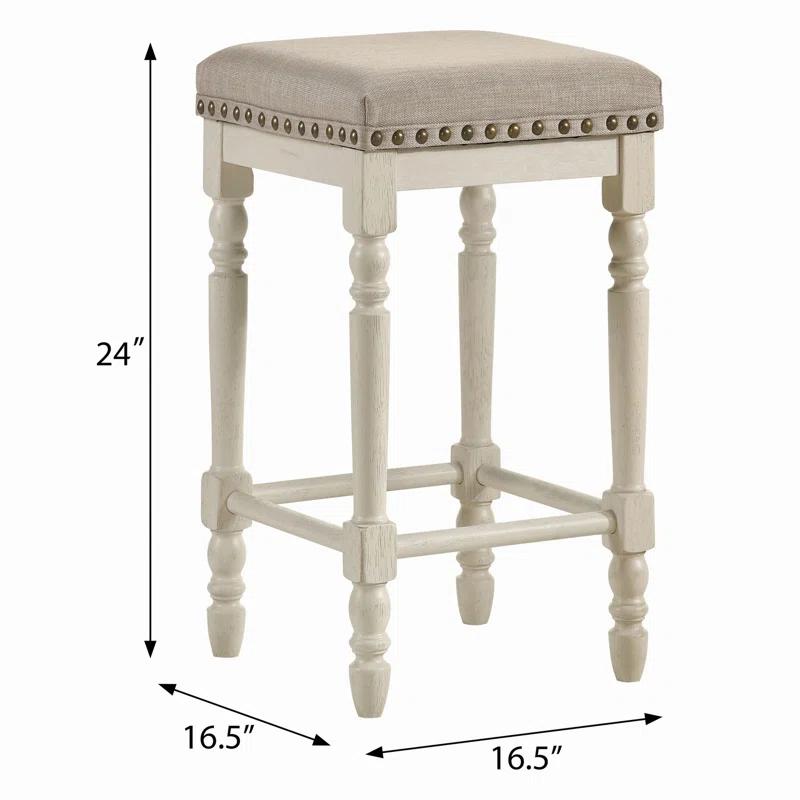 2PC Tan and Antique White Counter Height Stools